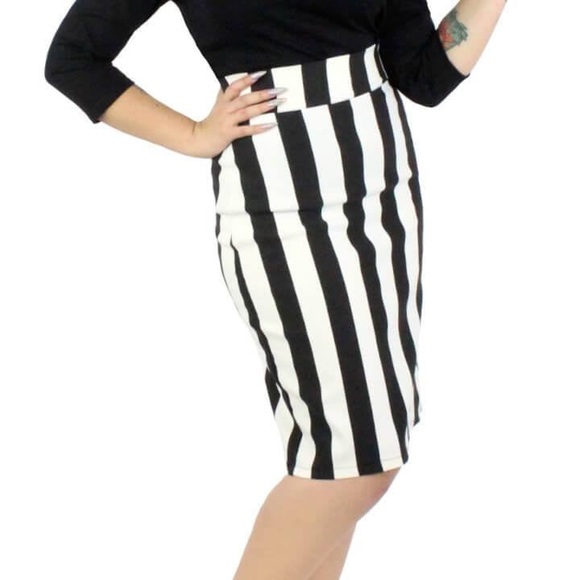 HEMET STRIPED PENCIL SKIRT - Picture 1 of 5